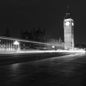 London black cab with Big Ben in the background