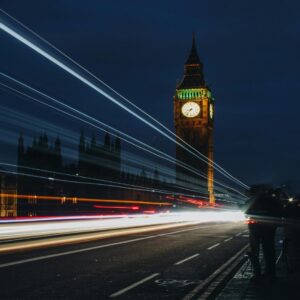 Black taxi driving past celebrity hangouts in London