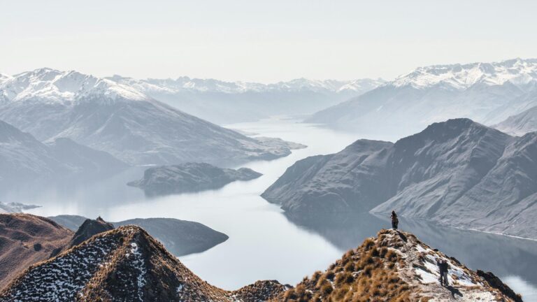 Scenic view of mountains and a lake