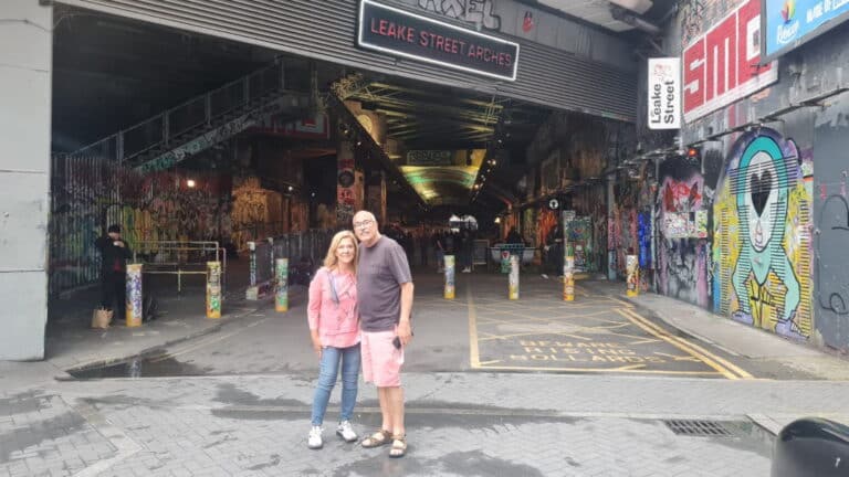 Visitors exploring Leake Street Arches during London In A Day Tours