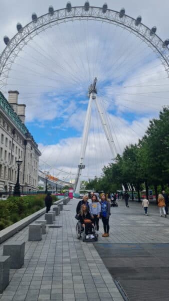 Group enjoying Harry Potter Sightseeing London tour with wheelchair access at the London Eye