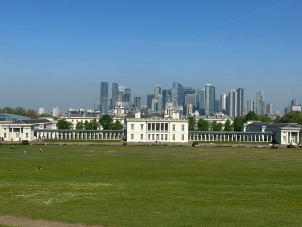 London sight seeing tickets offer access to Greenwich Park with historic National Maritime Museum and Canary Wharf skyscrapers view