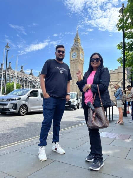 Places To Check Out In London - tourists at Big Ben on London Sightseeing Taxi Tours