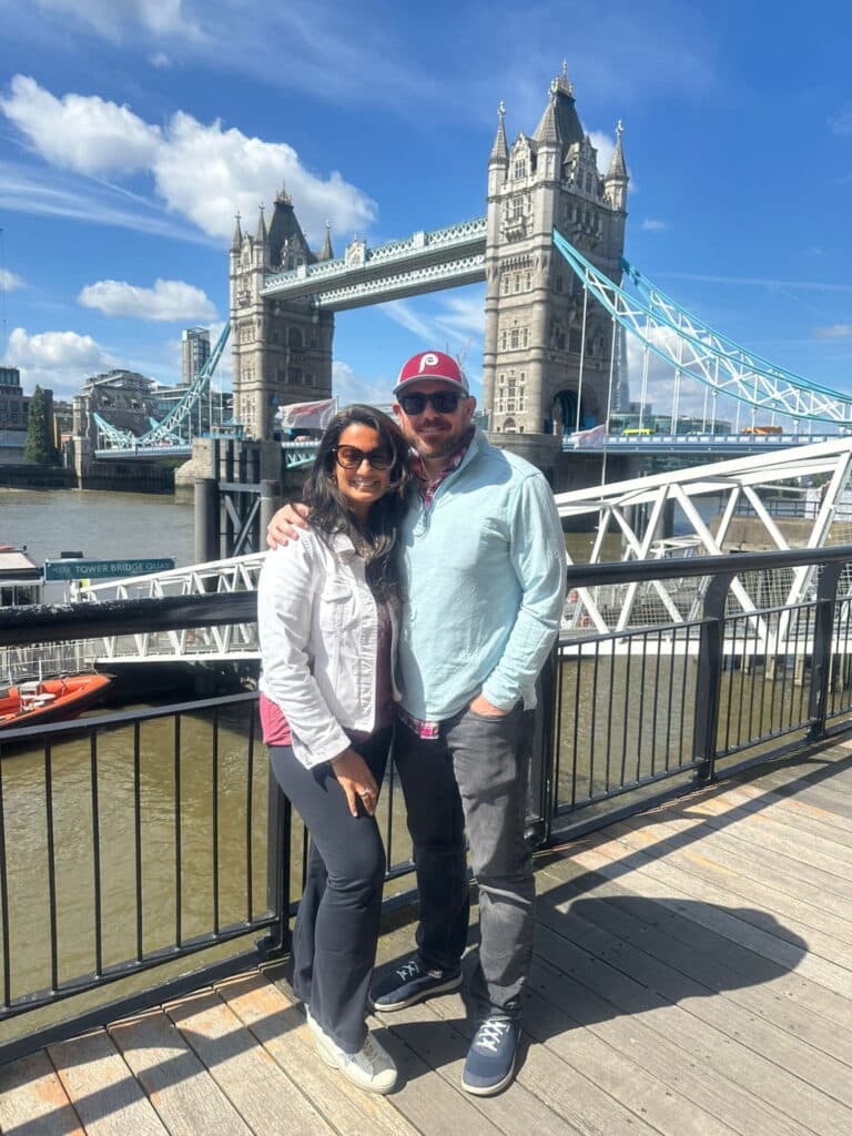 Must Have Seen London visitors at Tower Bridge enjoying London Sightseeing Taxi Tours
