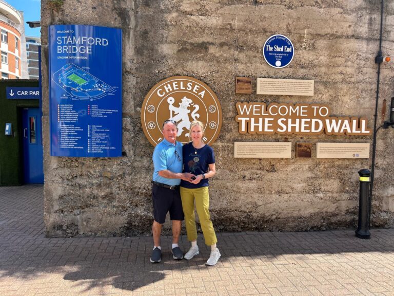 Top 10 Things To Do In London Today - Couple enjoying Chelsea FC tour at Stamford Bridge with London Sightseeing Taxi Tours
