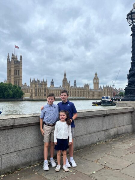 Bright and colorful London Christmas lights viewed from a taxi tour