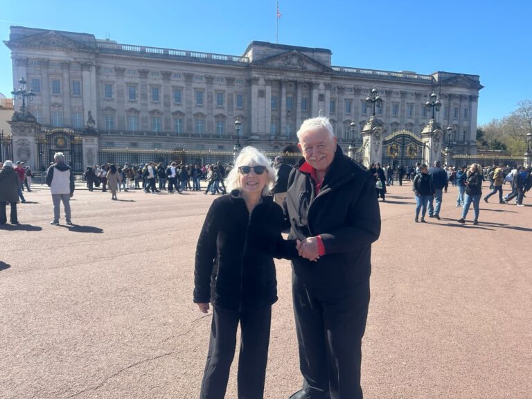 Couple enjoying London Christmas lights taxi tour for an enchanting romantic evening